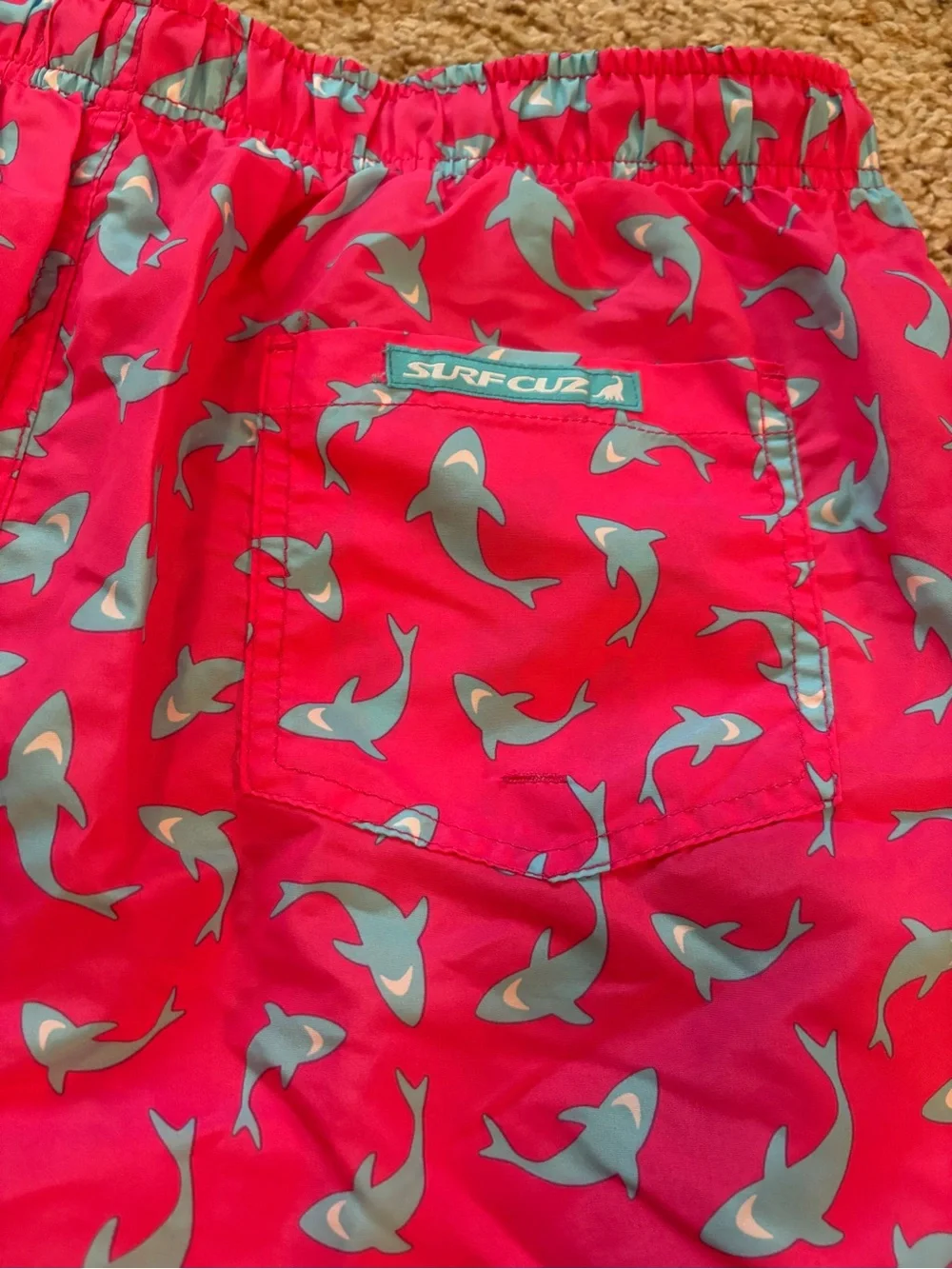 Men’s Pink Shark Print Swim Shorts